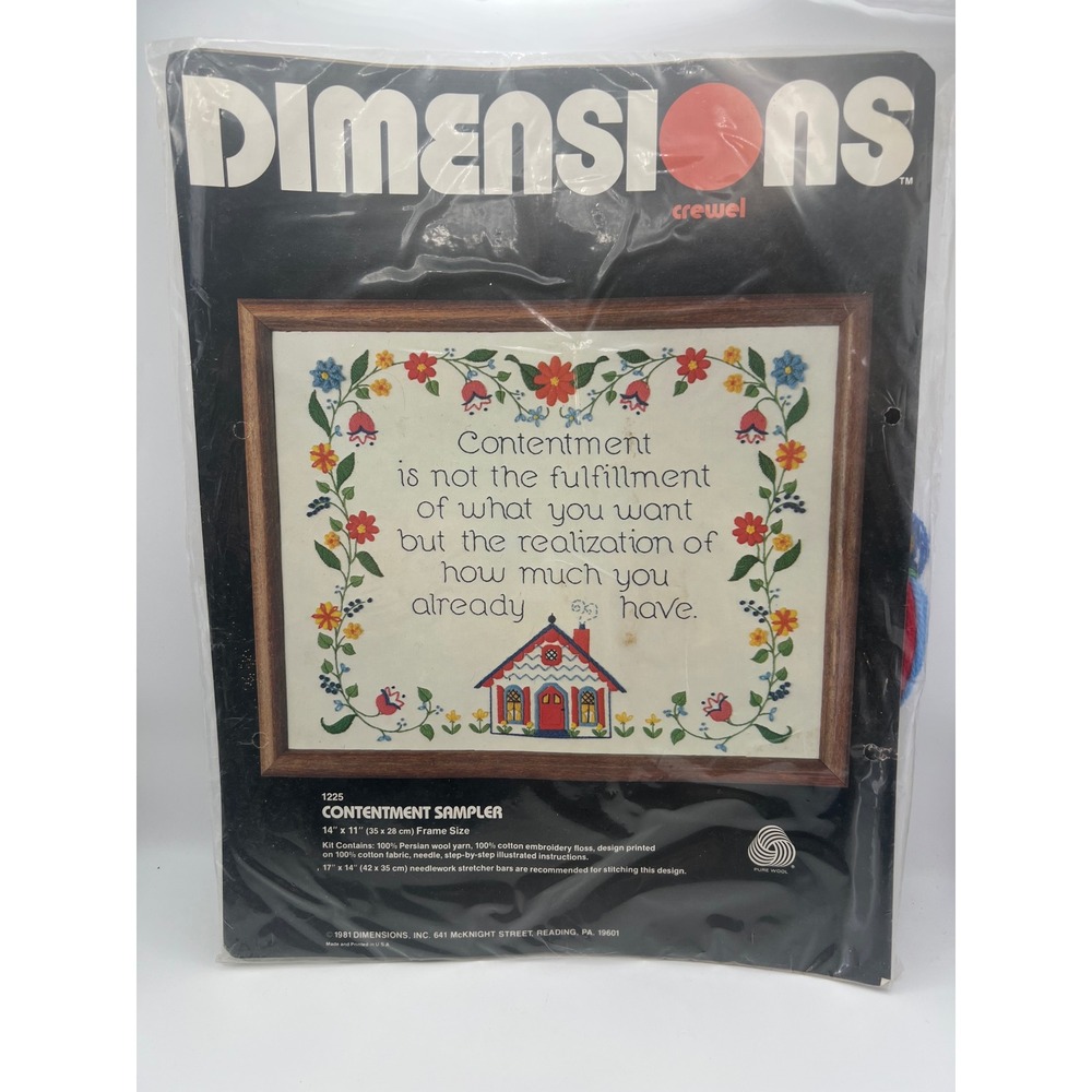 Dimensions 1225 Contentment Sampler New Old Stock Needlework Cottagecore Granny